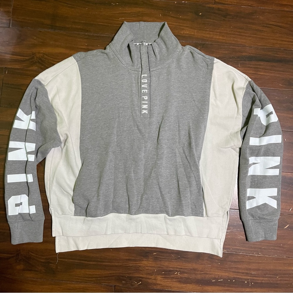 VS PINK Colorblock Quarter Zip Pullover Sweatshirt